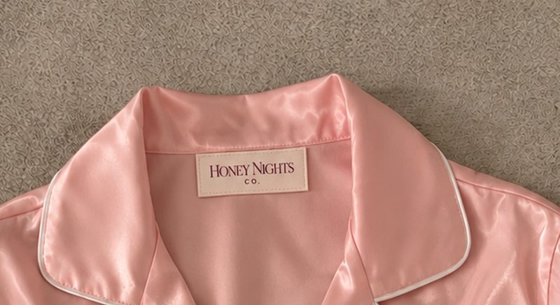 Pink satin collar with Honey Nights Co. label